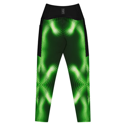 Green Power Crossover leggings with pockets