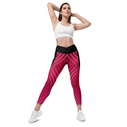 Crossover Purple Laser Stripes Leggings with pockets