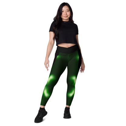 Green Power Crossover leggings with pockets