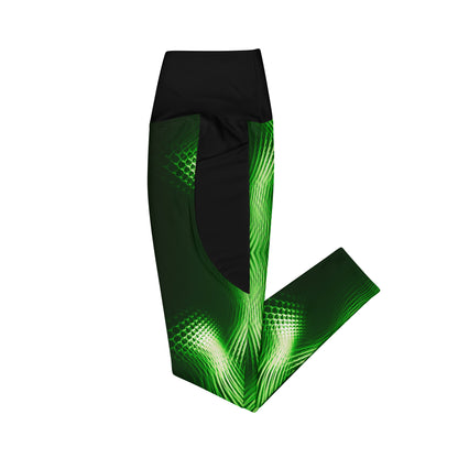 Green Power Crossover leggings with pockets