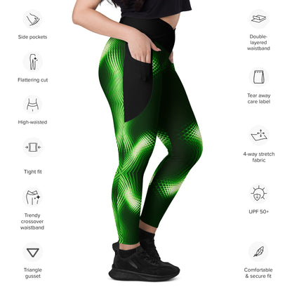 Green Power Crossover leggings with pockets