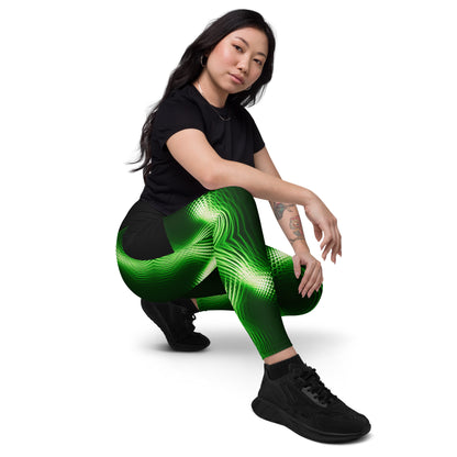 Green Power Crossover leggings with pockets