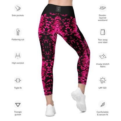 Pink Fractal  Leggings with pockets