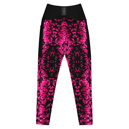 Pink Fractal  Leggings with pockets