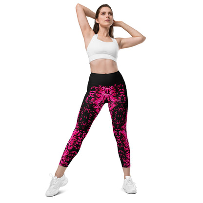 Pink Fractal  Leggings with pockets