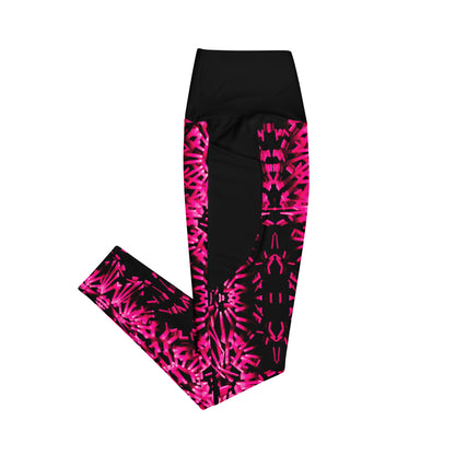 Pink Fractal  Leggings with pockets