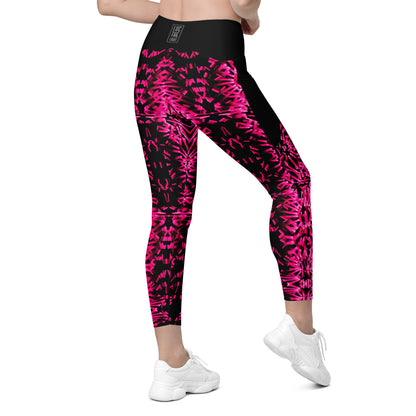 Pink Fractal  Leggings with pockets