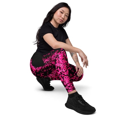 Pink Fractal  Leggings with pockets