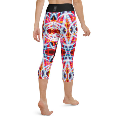 Red Trails of Light Yoga Capri Leggings