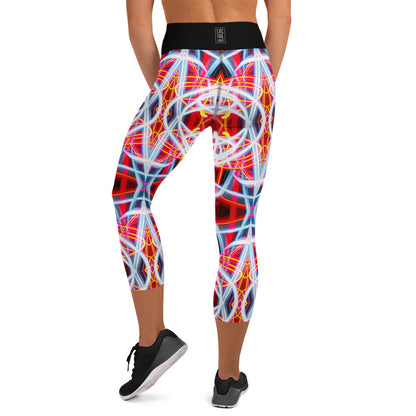 Red Trails of Light Yoga Capri Leggings