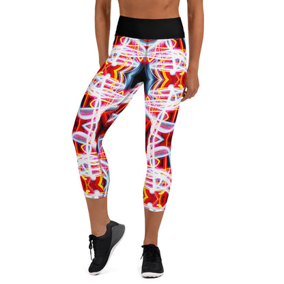 Red Trails of Light Yoga Capri Leggings