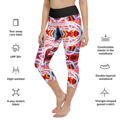 Red Trails of Light Yoga Capri Leggings