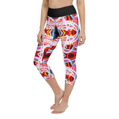 Red Trails of Light Yoga Capri Leggings